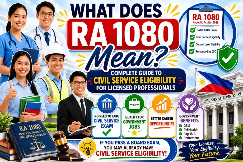 RA 1080 meaning guide explaining civil service eligibility for licensed professionals in the Philippines